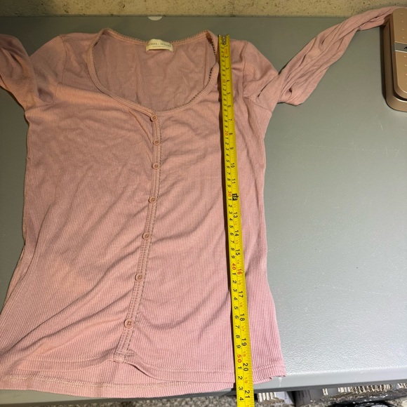 Y2K Light Pink Fitted Long-Sleeve Button Front Top Cute Ballerina Pastel Casual - Picture 5 of 7